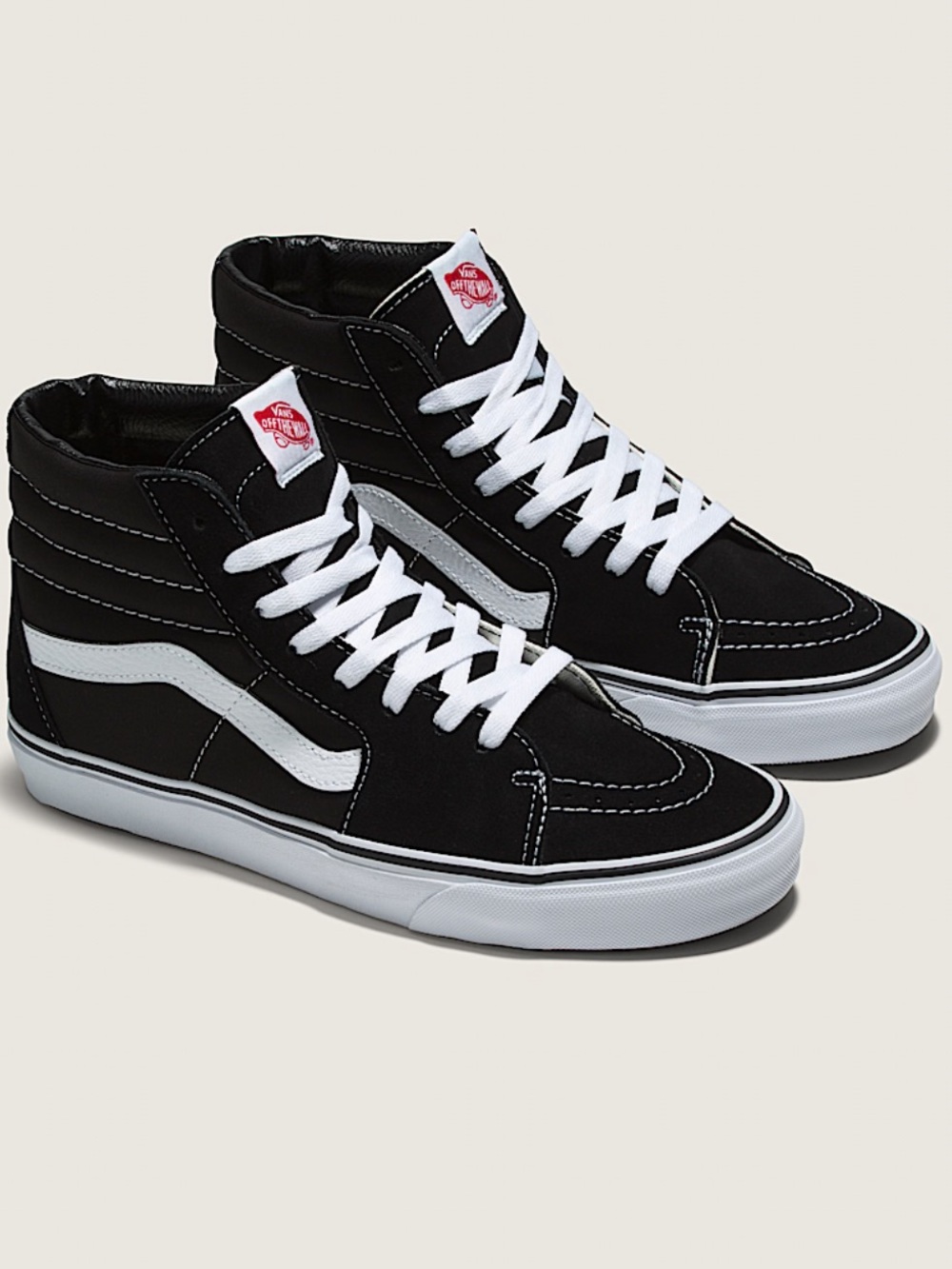 Vans Sk8-Hi High-Top Sneakers in Black and White Size 10